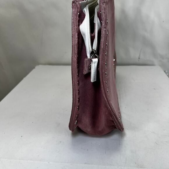 Western Studded Pink Suede Genuine Leather Shoulder Bag - Picture 4 of 13